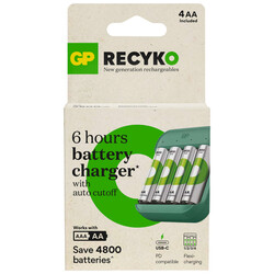 GP - GP Batteries B423 USB Pil Şarj Cihazı 4 Adet 2600 AA Kalem Pilli Set