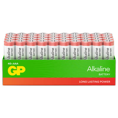 GP Batteries GP24A RED Alkalin LR03/E92/AAA İnce Kalem Pil, 1.5 Volt, 40’lı Paket, Yeşil/Beyaz/Kırmızı EKONOMİK SERİ