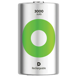 GP Batteries Recyko 3000mAh D Boy Ni-Mh Şarjlı Pil, 1.2 Volt, 2’li Kart - Thumbnail