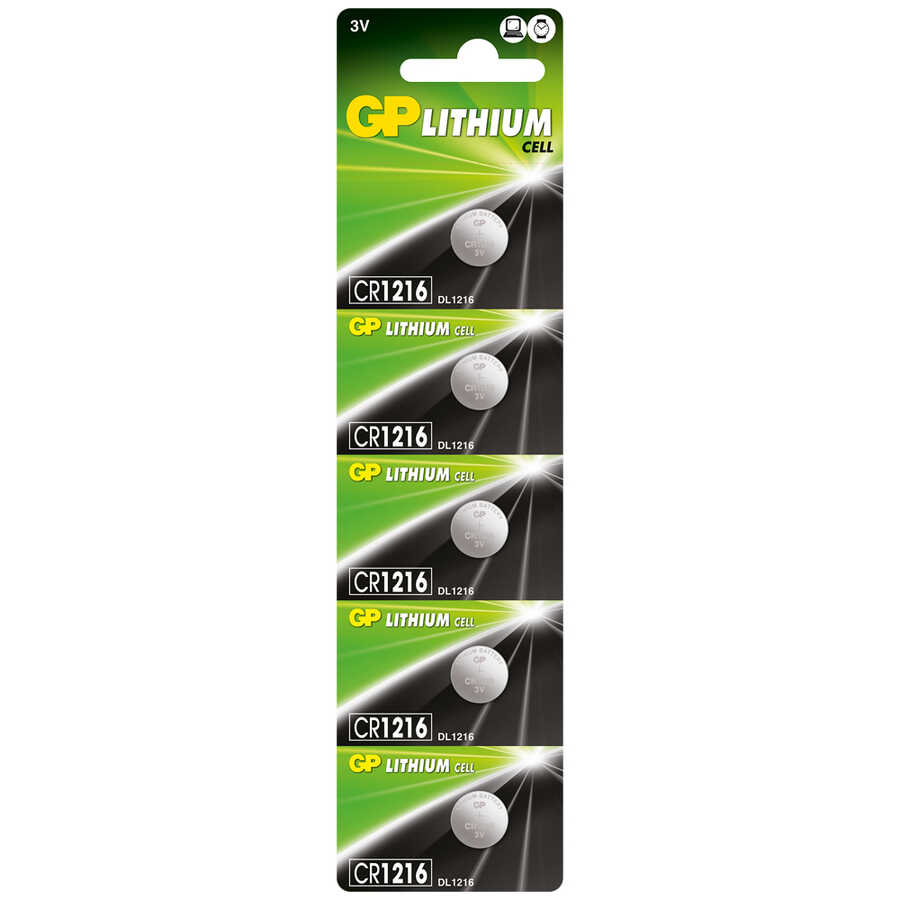  Gp Batteries Cr1216 1216 Boy Lityum Düğme Pil, 3 Volt, 5