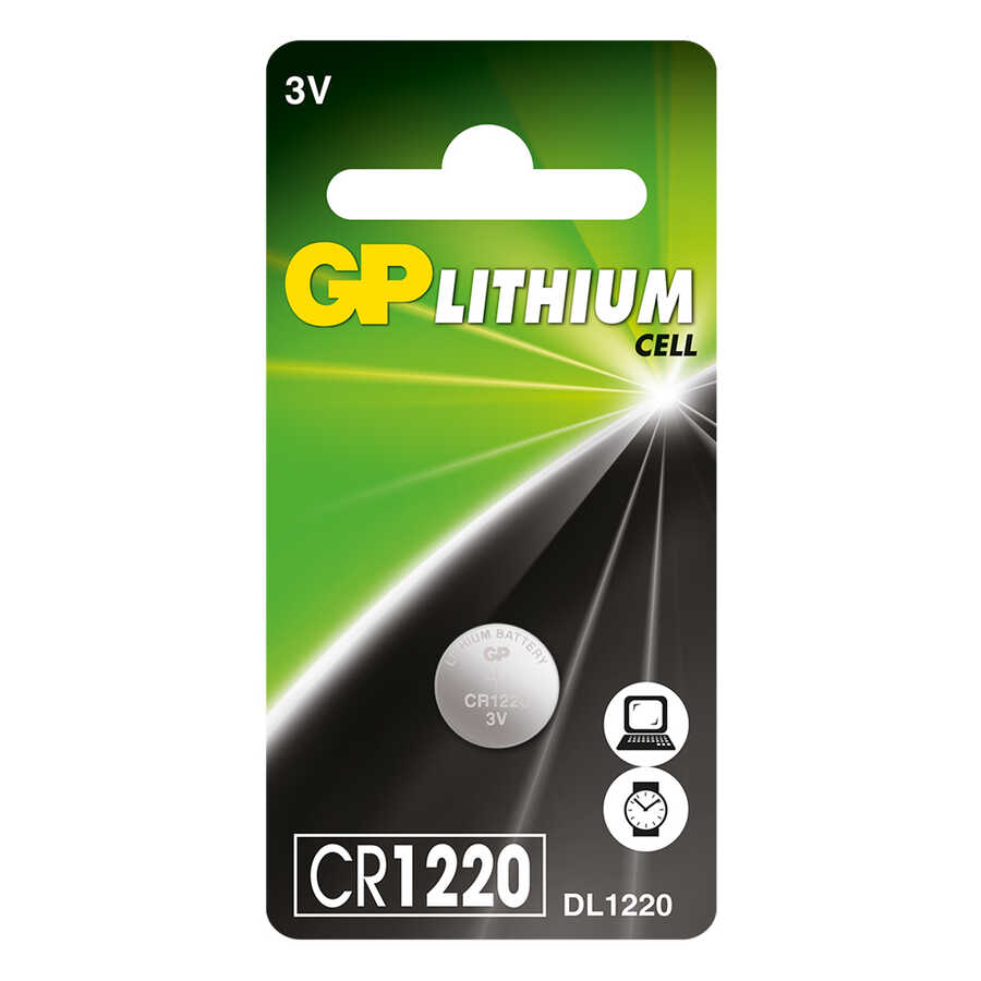  Gp Batteries Cr1220 1220 Boy Lityum Düğme Pil, 3 Volt, Tekli Kart