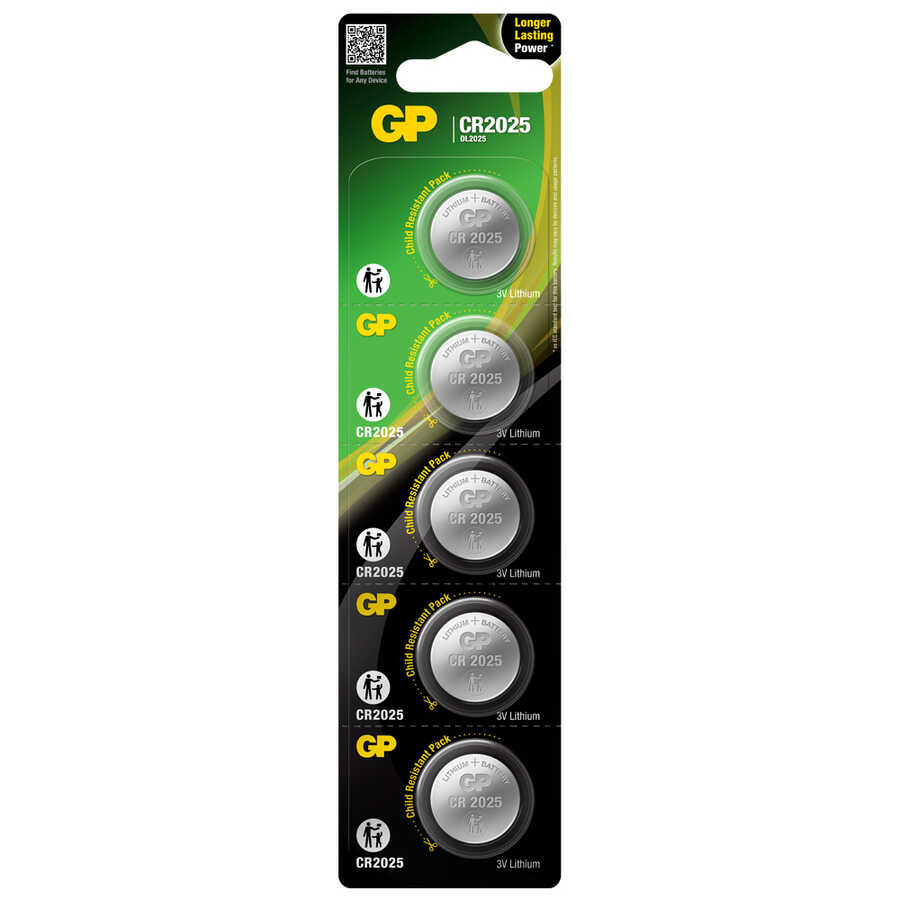  Gp Batteries Cr2025 2025 Boy Lityum Düğme Pil, 3 Volt, 5