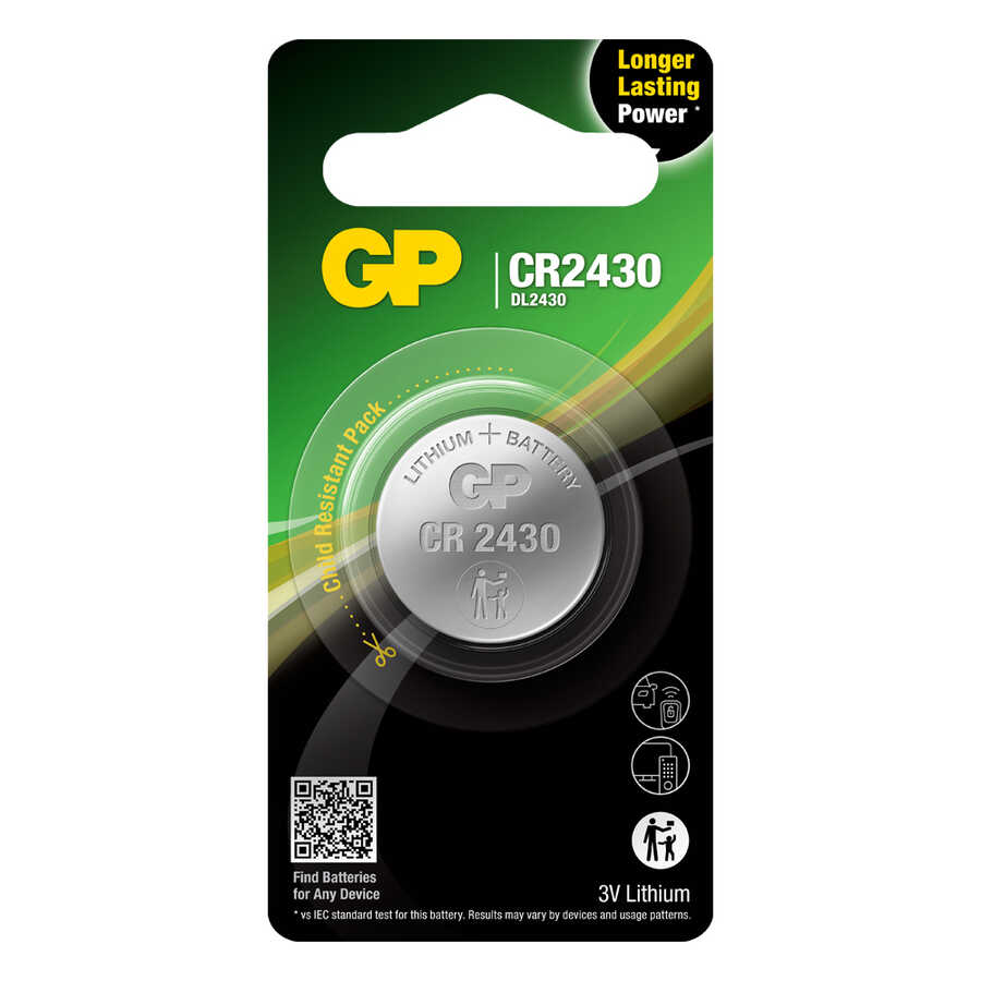  Gp Batteries Cr2430 2430 Boy Lityum Düğme Pil, 3 Volt, Tekli Kart