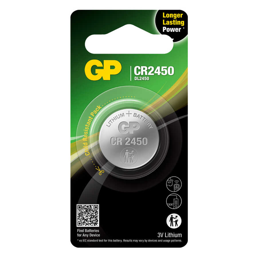  Gp Batteries Cr2450 2450 Boy Lityum Düğme Pil, 3 Volt, Tekli Kart