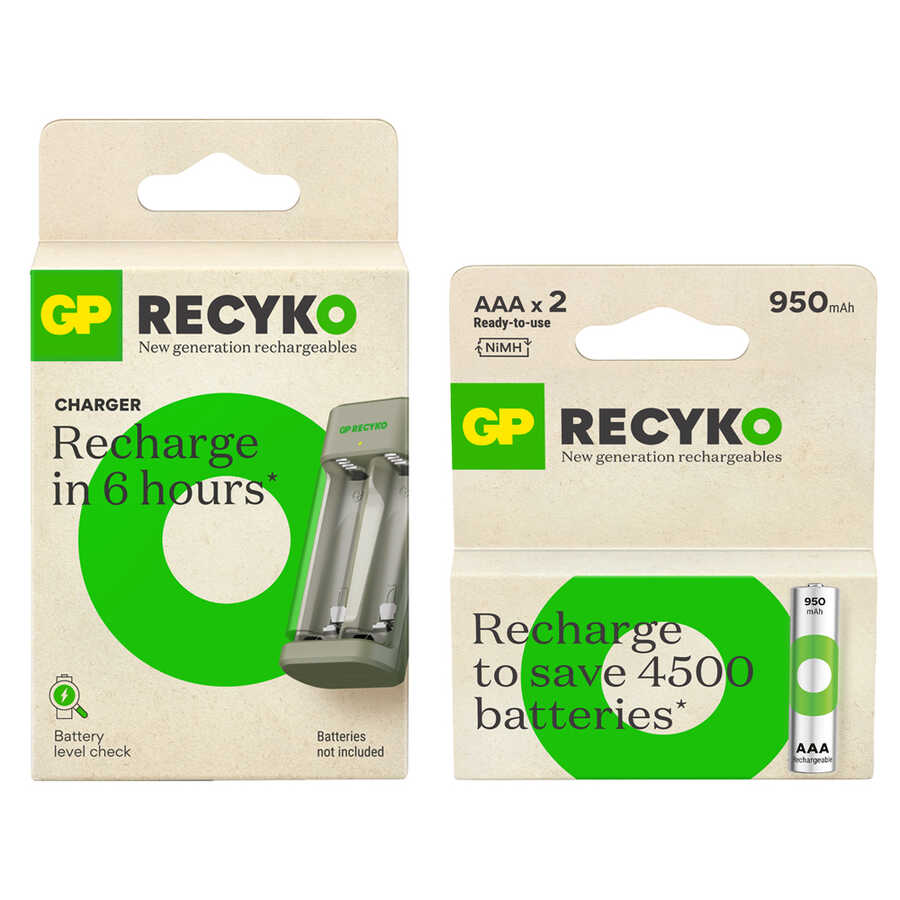  Gp E221 2 Kanallı Şarj Cihazı 2 Adet Gp Recyko 950mah 1.2v Şarjlı Aaa İnce Kalem Pil İle Beraber