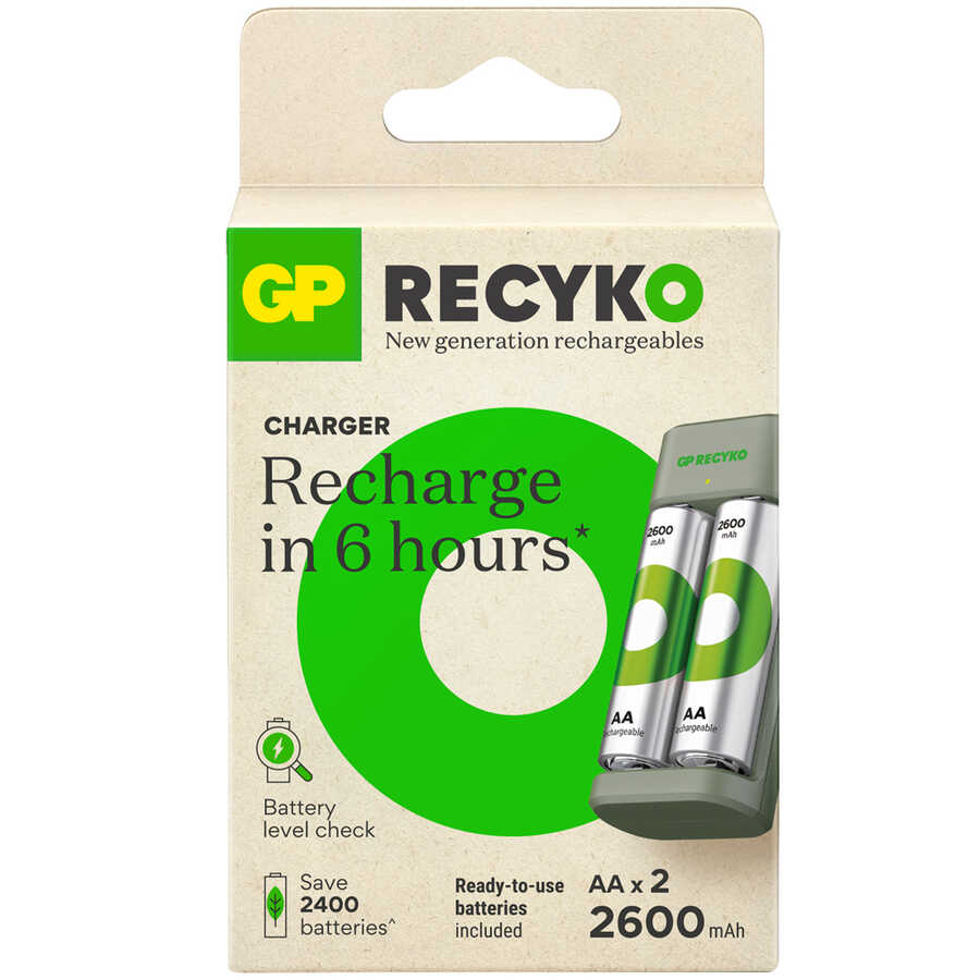  Gp E221 Usb Pil Şarj Cihazı 2 Adet 2600 Aa Kalem Pilli Set
