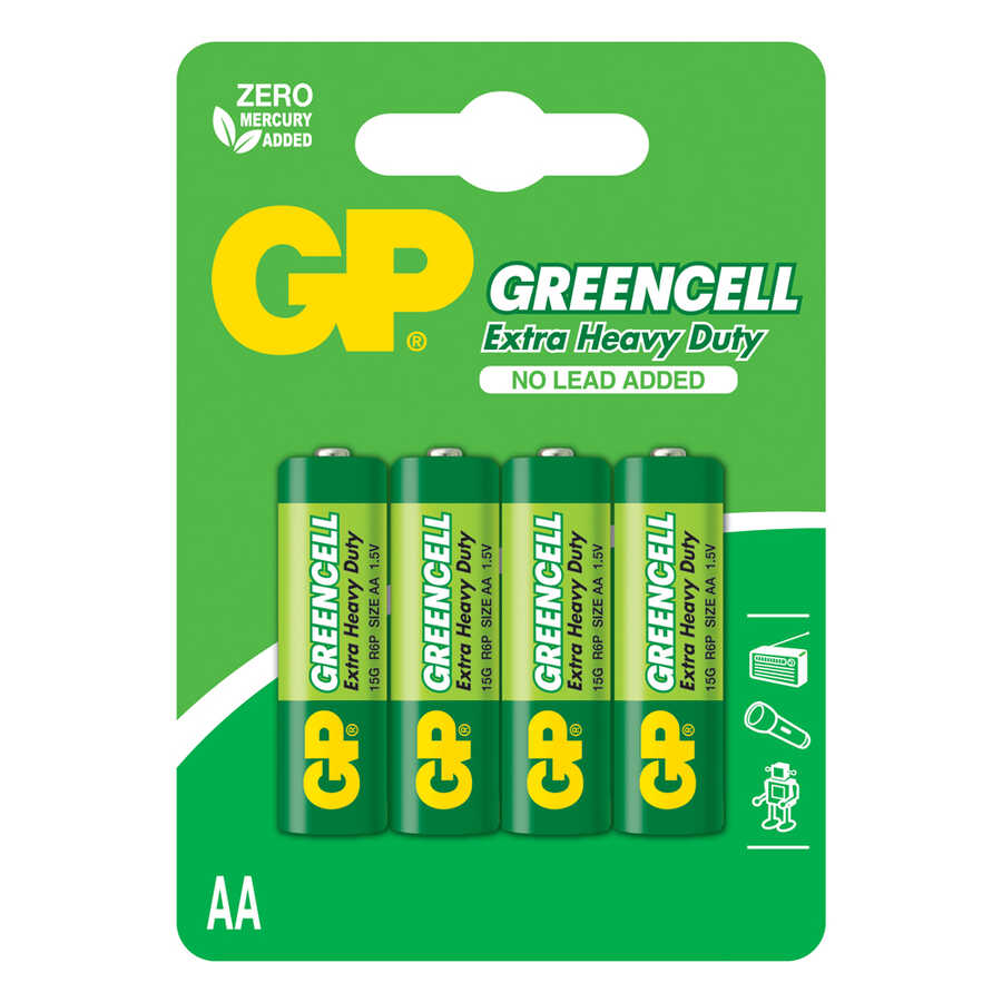  Gp Batteries Gp15g Greencell R6p/1215/aa Kalem Pil, 1.5 Volt, 4