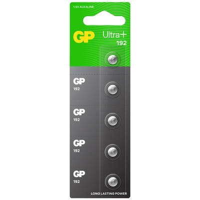 GP Batteries 192 Ultra Plus LR41/192/V3GA Boy Alkalin Düğme Pil, 1.5 Volt, 5'li Kart