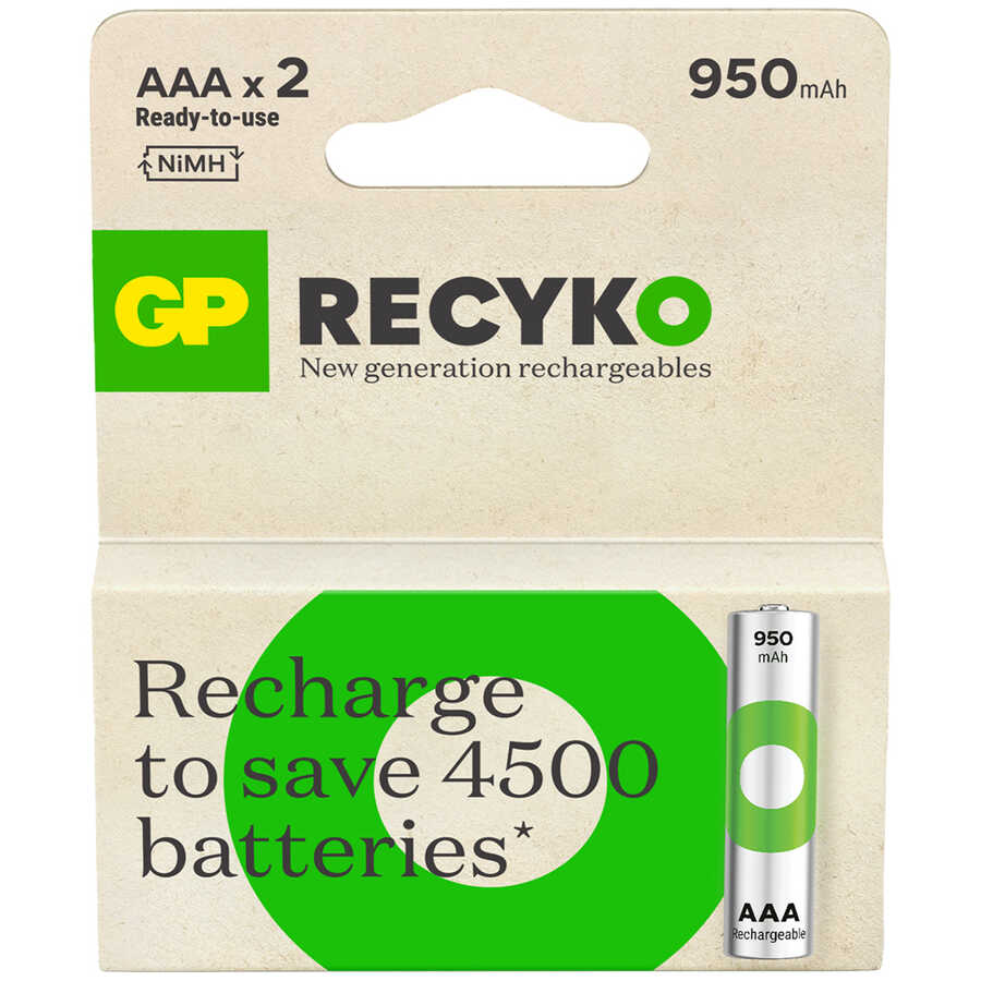  Gp Batteries Recyko 1000 Aaa İnce Kalem Ni-mh Şarjlı Pil, 1.2 Volt, 2