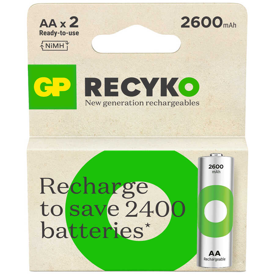  Gp Batteries Recyko 2700 Aa Kalem Ni-mh Şarjlı Pil, 1.2 Volt, 2