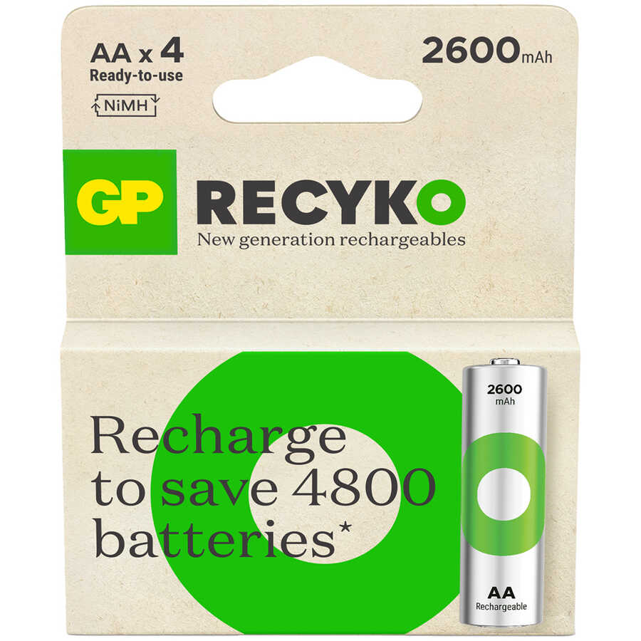  Gp Batteries Recyko 2700 Aa Kalem Ni-mh Şarjlı Pil, 1.2 Volt, 4