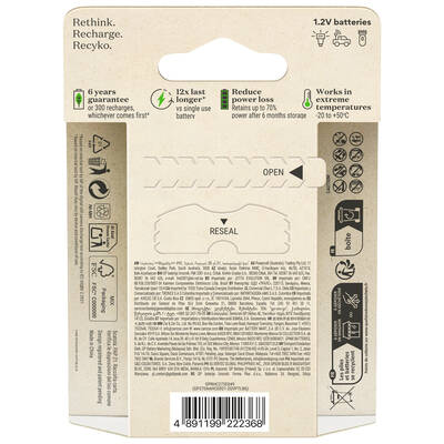 GP Batteries Recyko 2600mAh AA Kalem Ni-Mh Şarjlı Pil, 1.2 Volt, 6’lı Kart