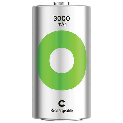 GP Batteries Recyko 3000mAh C Boy Ni-Mh Şarjlı Pil, 1.2 Volt, 2’li Kart