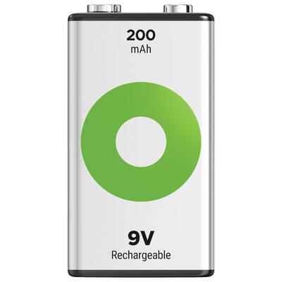 GP Batteries Recyko 200 9V Boy Ni-Mh Şarjlı Pil, 8.4 Volt, Tekli Kart