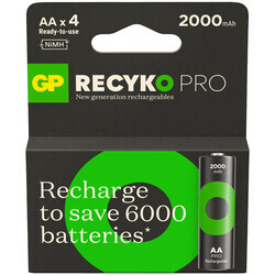 GP Batteries ReCyko Pro 2100 Serisi 2000 mAh AA Kalem Ni-Mh Şarjlı Pil, 1.2 Volt, 4'lü Kart - Thumbnail