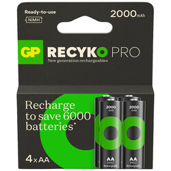 GP - GP Batteries Recyko Pro AA Kalem Ni-Mh Şarjlı Pil, 1.2 Volt, 4’lü Kart