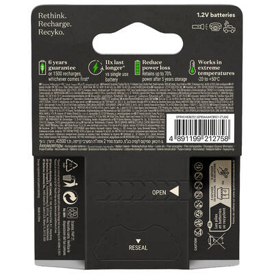 GP Batteries Recyko Pro AAA İnce Kalem Ni-Mh Şarjlı Pil, 1.2 Volt, 4’lü Kart