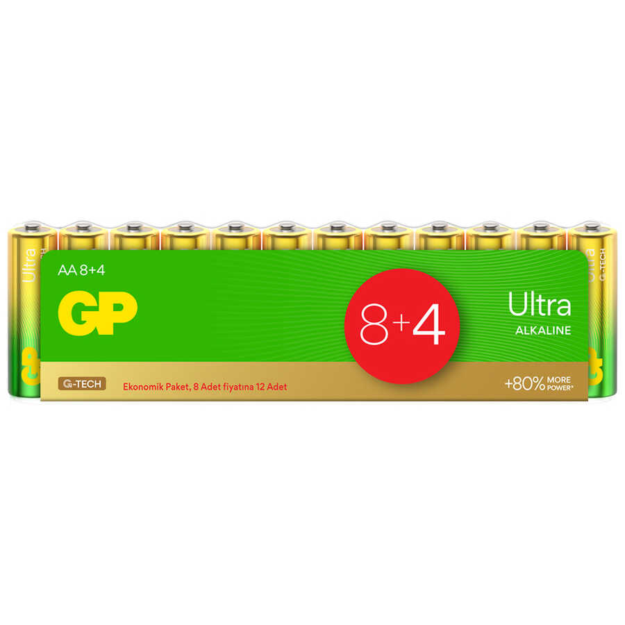  Gp Batteries G-tech Ultra Alkalin Kalem Lr6 - Aa Boy 1.5v Pil 12