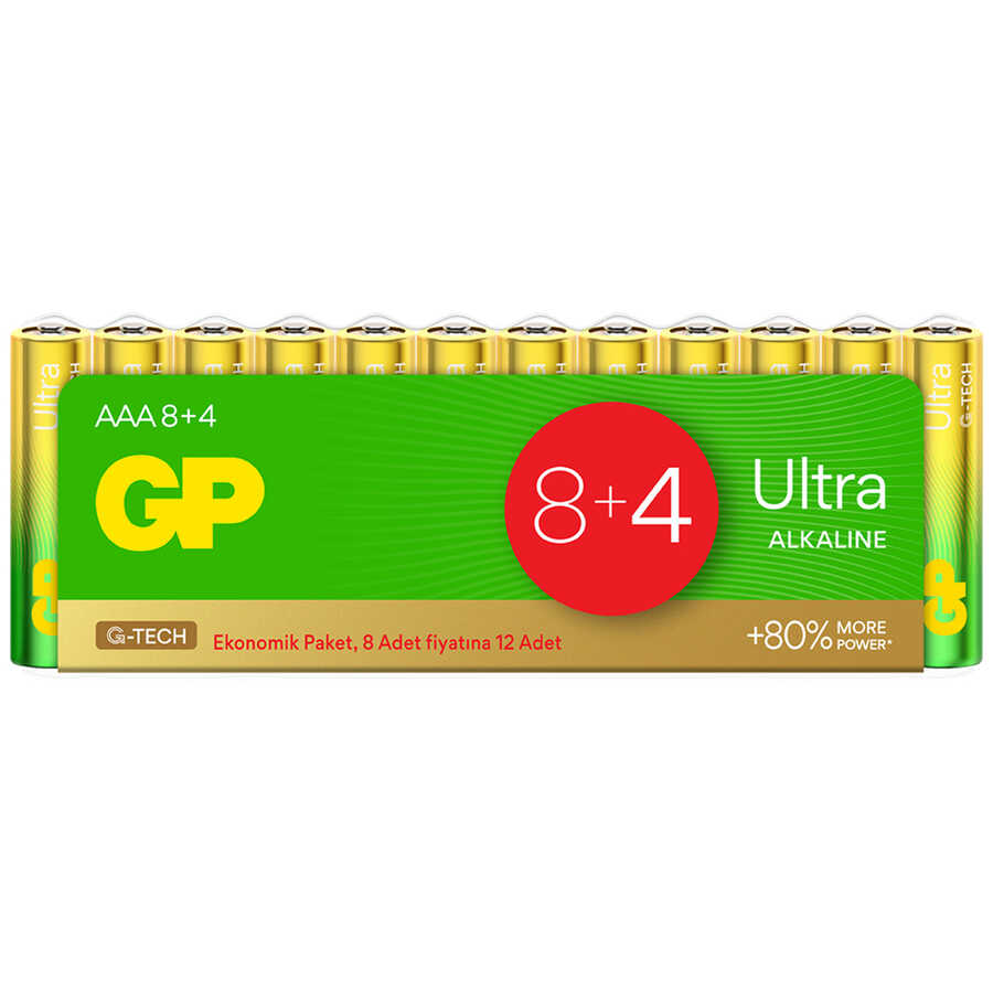  Gp Batteries G-tech Ultra Alkalin İnce Lr03 - Aaa Boy 1.5v Pil 12
