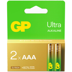 GP - GP Batteries G-TECH Ultra Alkalin İnce LR03 - AAA Boy 1.5V Pil 2'li Kart