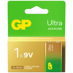 GP - GP Batteries G-TECH Ultra Alkalin 9V -1604AU 6LR61 Boy 9V Pil Tekli Kart