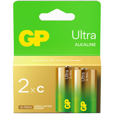 GP Batteries G-TECH Ultra Alkalin Orta LR14 - C Boy 1.5V Pil 2'li Kart
