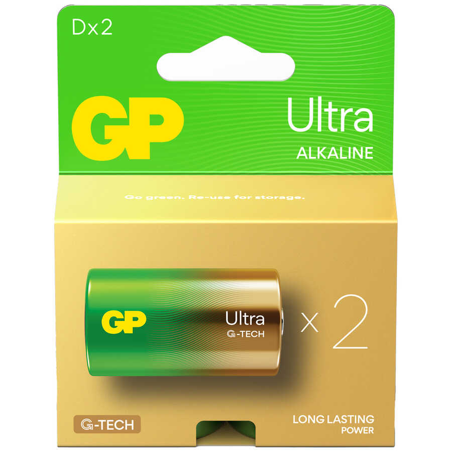  Gp Batteries G-tech Ultra Alkalin Kalın Lr20 - D Boy 1.5v Pil 2