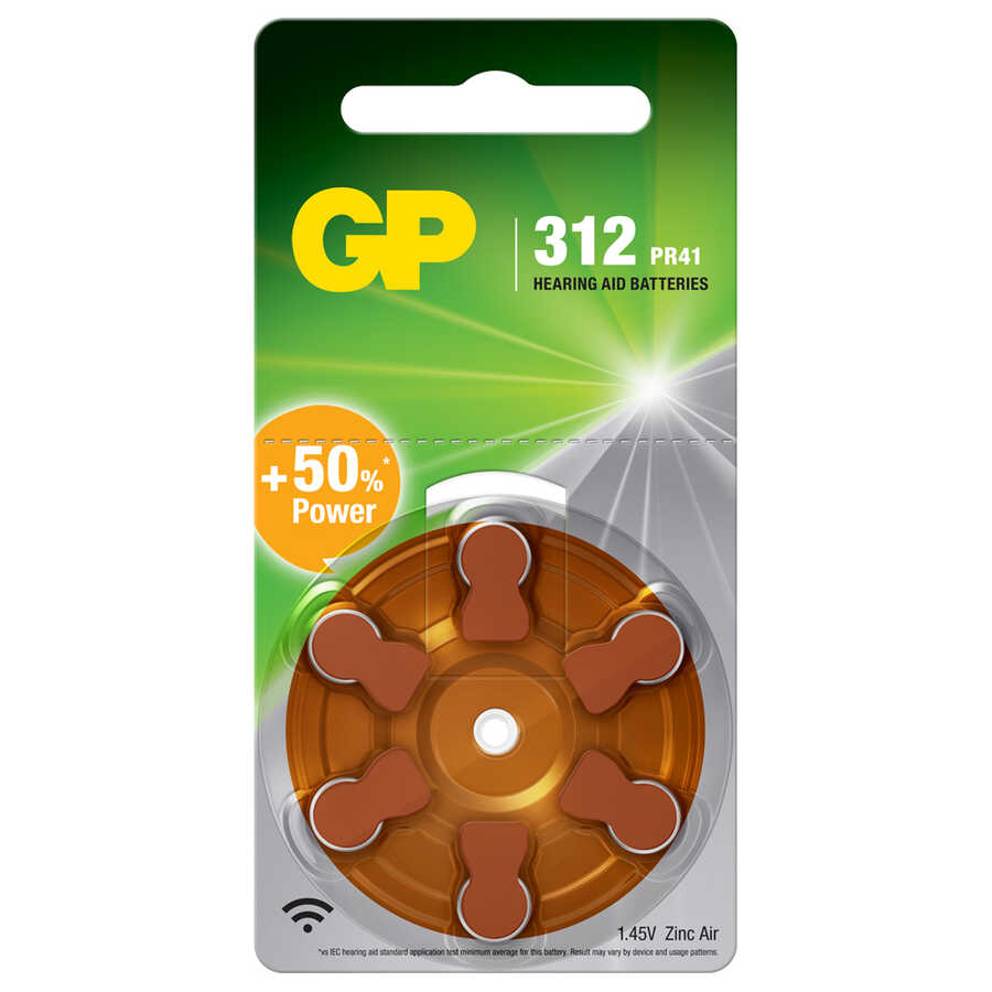  Gp Batteries Gpza312 Da312/ac312/za312 Boy İşitme Cihazı Kulaklık Pili, 1.45 Volt, 6