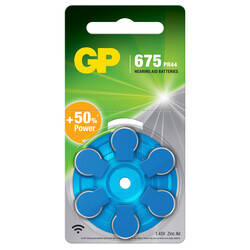 GP Batteries GPZA675 Da675/Ac675/Za675 Boy İşitme Cihazı Kulaklık Pili, 1.45 Volt, 6'lı Kart