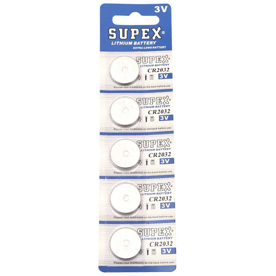  Supex Cr2032 2032 Boy Lityum Düğme Pil, 3 Volt, 5