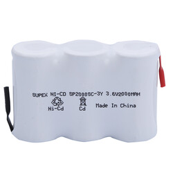 Supex - Supex 2000mAh 3'lü Yanyana Süpürge Pili 3.6 Volt NiCd şarjlı pil