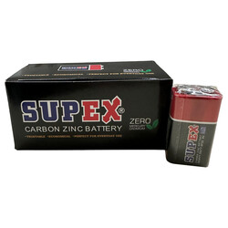 Supex 6F22 Çinko Karbon 9V Pil 12 li kutu - Thumbnail