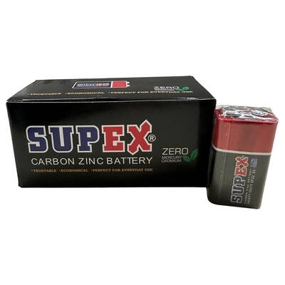 Supex 6F22 Çinko Karbon 9V Pil 12 li kutu