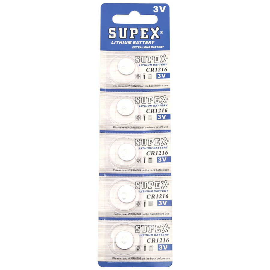  Supex Cr1216 1216 Boy Lityum Düğme Pil, 3 Volt, 5