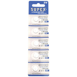 Supex - Supex Cr1216 1216 Boy Lityum Düğme Pil, 3 Volt, 5'li Kart