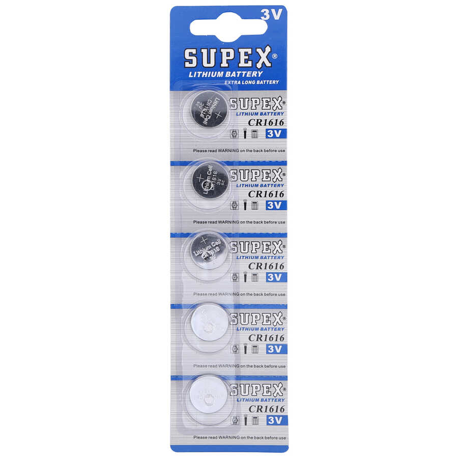  Supex Cr1616 1616 Boy Lityum Düğme Pil, 3 Volt, 5