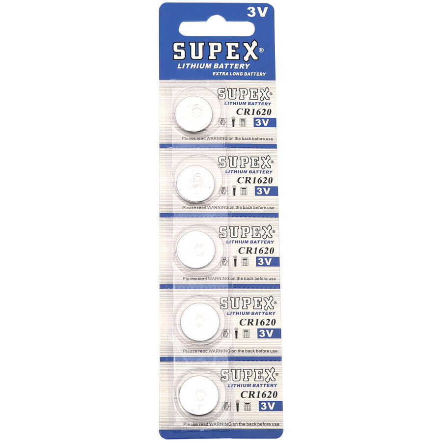  Supex Cr1620 1620 Boy Lityum Düğme Pil, 3 Volt, 5