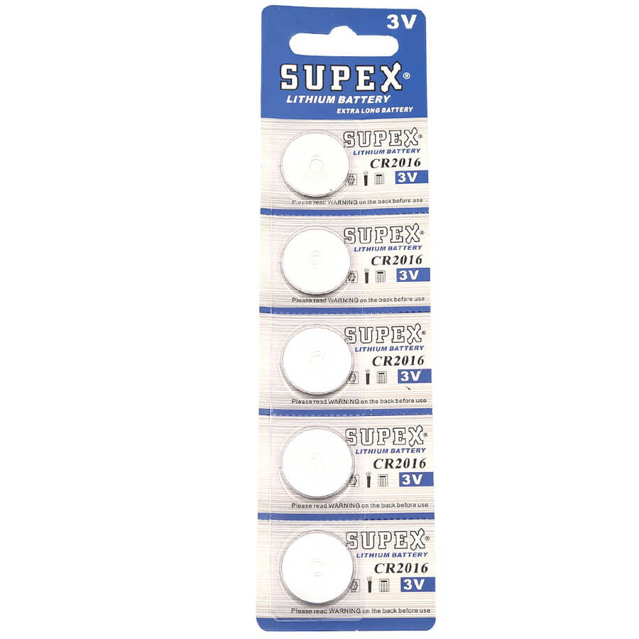  Supex Cr2016 2016 Boy Lityum Düğme Pil, 3 Volt, 5