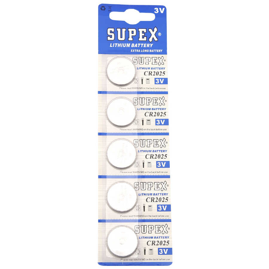  Supex Cr2025 2025 Boy Lityum Düğme Pil, 3 Volt, 5