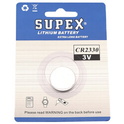 Supex - Supex Cr2330 2330 Boy Lityum Düğme Pil, 3 Volt,Tekli Kart