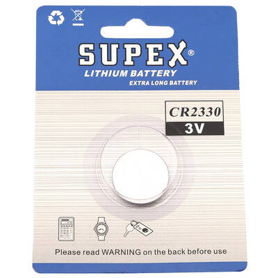 Supex Cr2330 2330 Boy Lityum Düğme Pil, 3 Volt,Tekli Kart