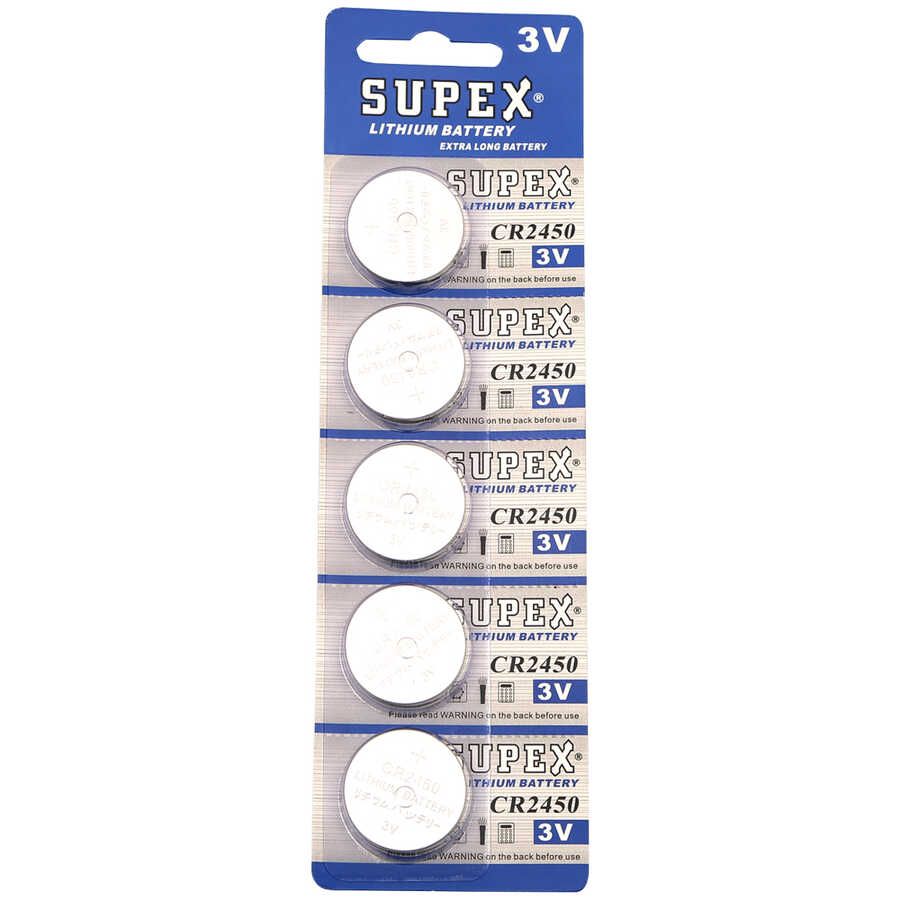  Supex Cr2450 2450 Boy Lityum Düğme Pil, 3 Volt, 5