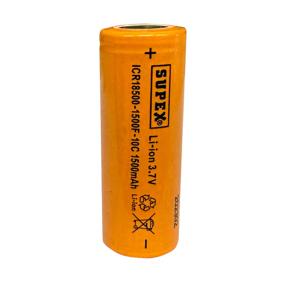  Supex Icr18500-1500f-10c Lityum Ion 3.7v 1500mah 10c Deşarj Akımı Düz Kafa Pil
