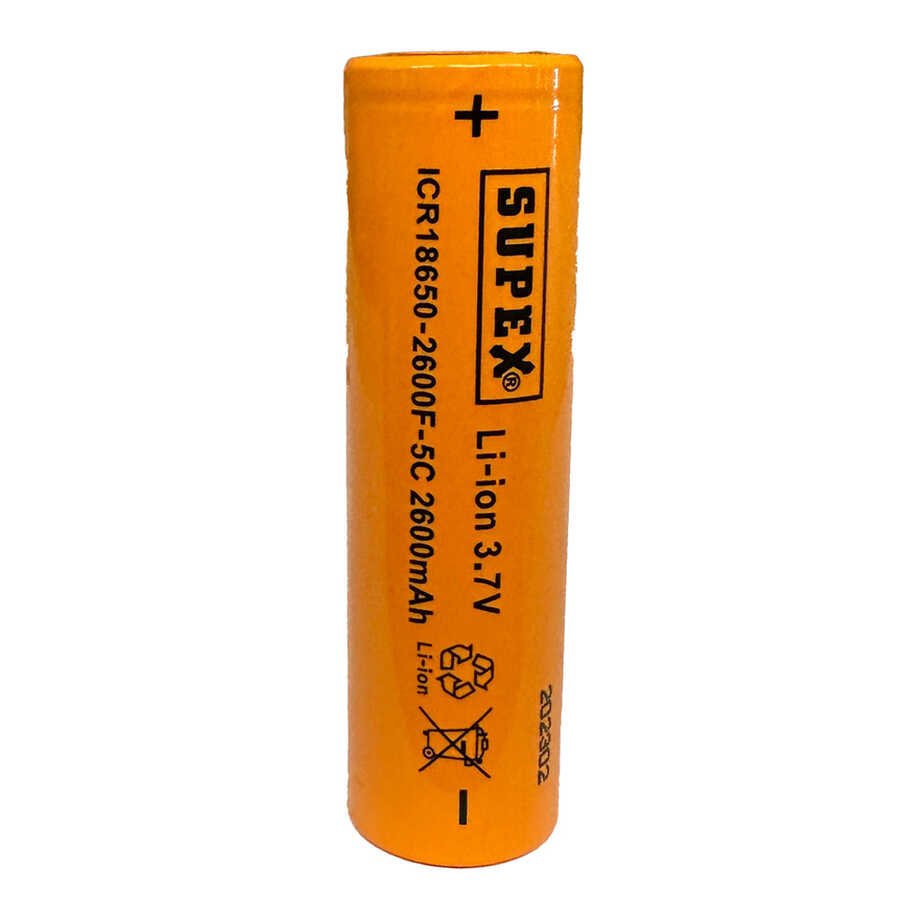  Supex Icr18650-2600f-5c Li-ıon 3.7v 2600mah 5c Deşarj Akımı Düz Kafa Pil