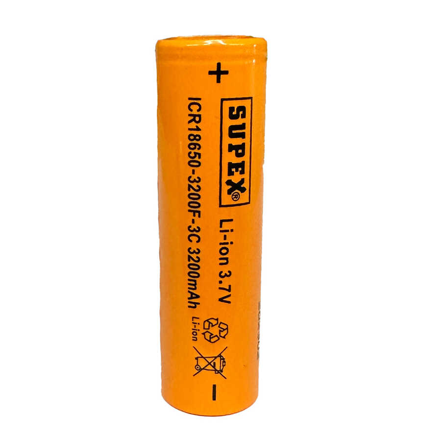  Supex Icr18650-3200f-3c Lityum Ion 3.7v 3200mah 3c Deşarj Akımı Düz Kafa Pil