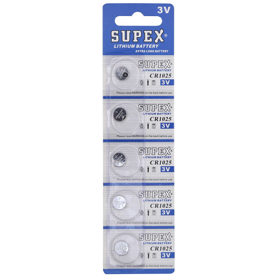  Supex Cr1025 1025 Boy Lityum Düğme Pil, 3 Volt, 5