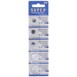 Supex - Supex CR1025 1025 Boy Lityum Düğme Pil, 3 Volt, 5'li Kart